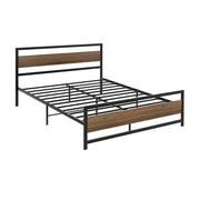 Artiss Bed Frame Metal Bed Base Double Size Platform Wooden Headboard Black DREW - Sunny Side Store