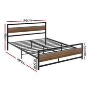 Artiss Bed Frame Metal Bed Base Double Size Platform Wooden Headboard Black DREW - Sunny Side Store