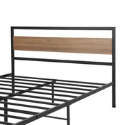 Artiss Bed Frame Metal Bed Base Double Size Platform Wooden Headboard Black DREW - Sunny Side Store