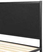 Artiss Bed Frame Metal Bed Base with Charcoal Fabric Headboard King Single PADA - Sunny Side Store