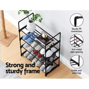 Artiss Shoe Rack Stackable Shelves 4 Tiers 55cm Shoes Storage Stand Black - Sunny Side Store