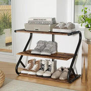 Artiss Shoe Rack Storage Shelves Organiser 3 Tiers Shoe Stand Industrial Black - Sunny Side Store