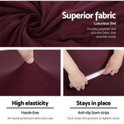 Artiss Sofa Cover Elastic Stretchable Couch Covers Burgundy 3 Seater - Sunny Side Store