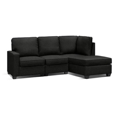 Artiss Sofa Lounge Set 4 Seater Modular Chaise Chair Couch Fabric Dark Grey - Sunny Side Store