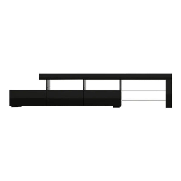 Artiss TV Cabinet Entertainment Unit Stand RGB LED Gloss Furniture 215cm Black - Sunny Side Store