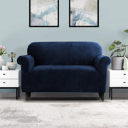 Artiss Velvet Sofa Cover Plush Couch Cover Lounge Slipcover 2 Seater Sapphire - Sunny Side Store