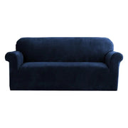 Artiss Velvet Sofa Cover Plush Couch Cover Lounge Slipcover 3 Seater Sapphire - Sunny Side Store