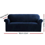 Artiss Velvet Sofa Cover Plush Couch Cover Lounge Slipcover 3 Seater Sapphire - Sunny Side Store