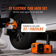 5 Ton Electric Car Jack, 11023 LBS Hydraulic Jack With Electric Impact Wrench Easy Tire Removal, Portable Car Lift With Built-in Inflatable Pump, And LED Light For SUV MPV Sedan Truck Change Tires Garage Repair Easy And Safe Lifting Solution