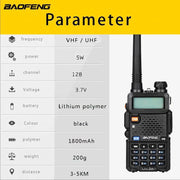 BaoFeng UV-5R Walkie Talkie Professional CB Radio Baofeng UV5R Transceiver 128CH 5W VHF&UHF Handheld UV 5R For Hunting Radio eprolo