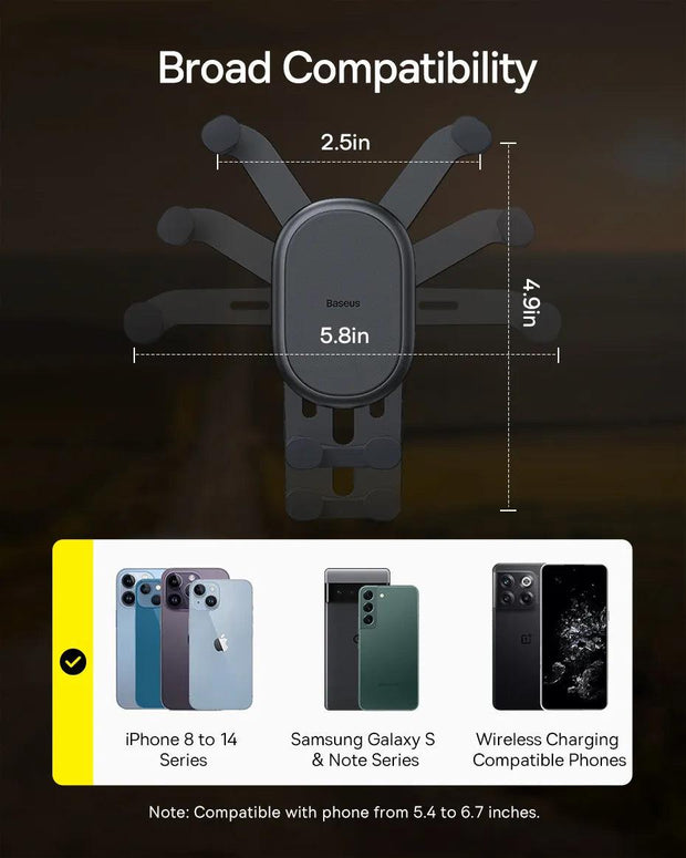 Baseus Car Phone Holder Gravity Auto Restorable in Car Air Vent Silicone Stand For iPhone Xiaomi Samsung Car Mobile Support - Sunny Side Store