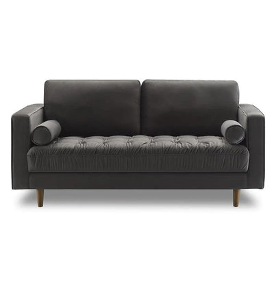 Bente Tufted Velvet Loveseat 2-Seater Sofa - Grey - Sunny Side Store