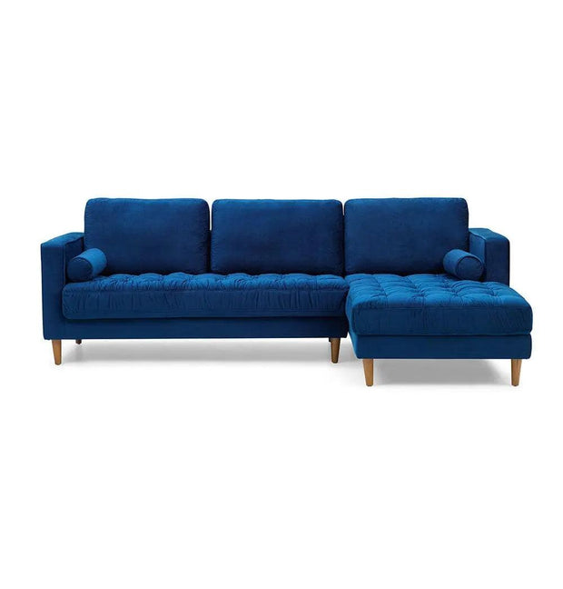 Bente Tufted Velvet Sectional Sofa - Blue - Sunny Side Store