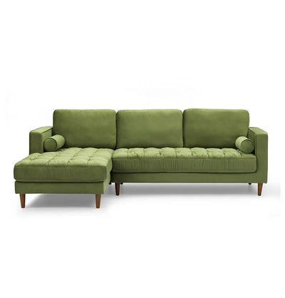 Bente Tufted Velvet Sectional Sofa - Green - Sunny Side Store