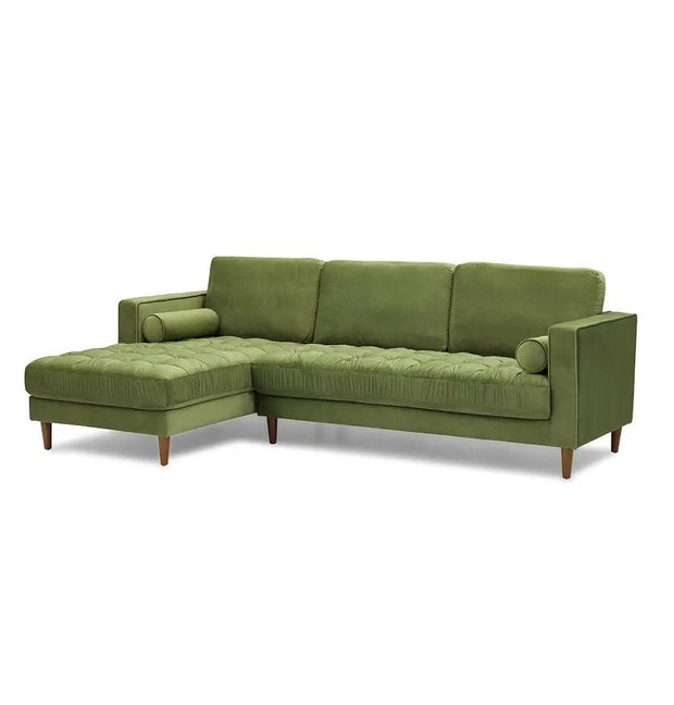 Bente Tufted Velvet Sectional Sofa - Green - Sunny Side Store