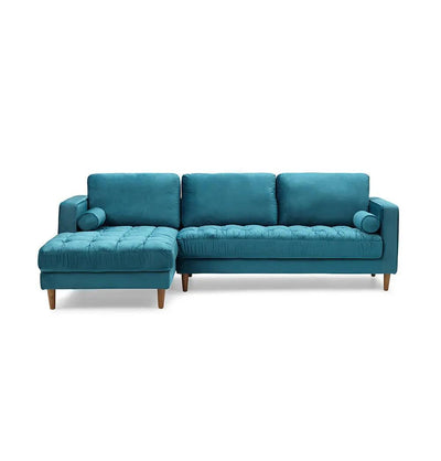 Bente Tufted Velvet Sectional Sofa - Light Blue - Sunny Side Store