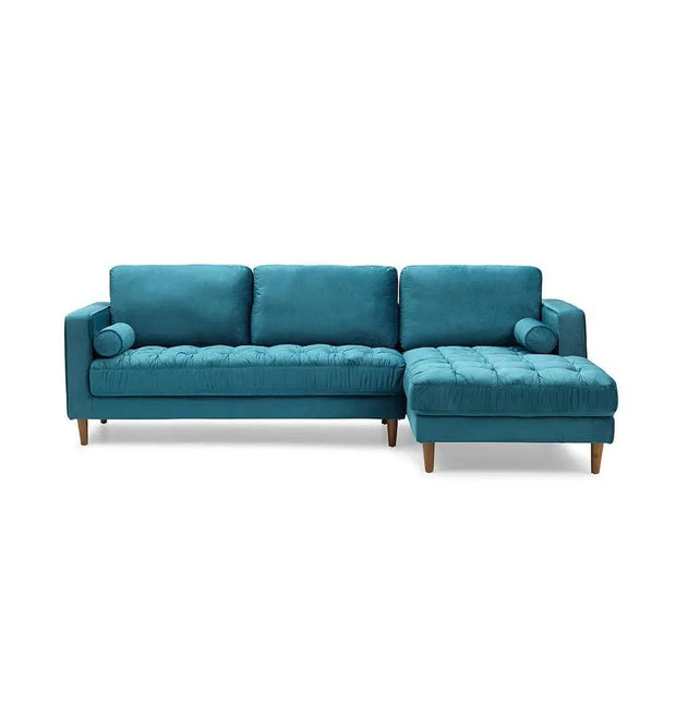 Bente Tufted Velvet Sectional Sofa - Light Blue - Sunny Side Store