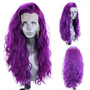 Bernardo Synthetic Wigs Purple Long Kinky Curly Glueless Lace Front For Women With Baby Hair Heat Resistant Fiber Daliy Wear - Sunny Side Store