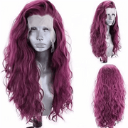 Bernardo Synthetic Wigs Purple Long Kinky Curly Glueless Lace Front For Women With Baby Hair Heat Resistant Fiber Daliy Wear - Sunny Side Store