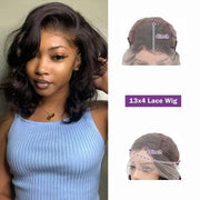 Body Wave Short Bob Wigs Human Hair 13x4 Bob Wig Lace Front Human Hair Wigs For Black Women Body Wave Frontal Wig Preplucked 180 - Sunny Side Store