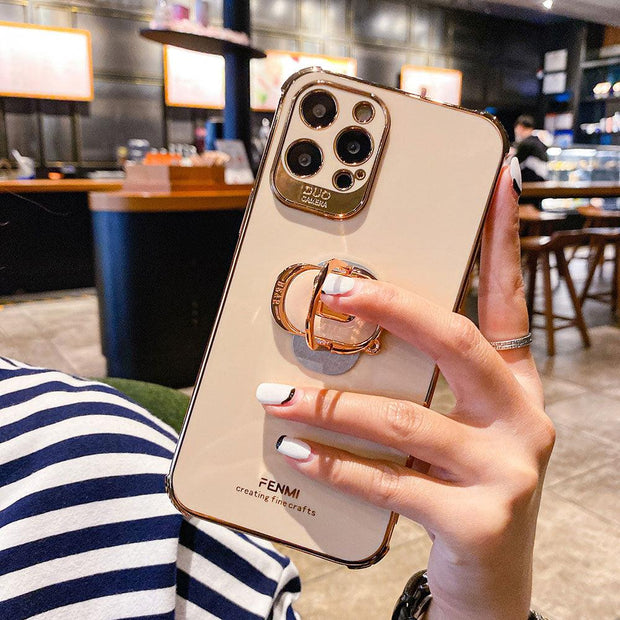 Boucho Luxury electroplating phone case for iphone 12 Pro MAX 11 Pro XS XR X SE 6 6s 7 8 plus 12Mini Phone Holder Ring Grip Case eprolo