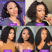 Brazilian Short Bob Wig Deep Wave Curly 13x1 Frontal Human Hair Wigs for Women Pre Pluck Transparent Water Wave Lace Frontal Wig - Sunny Side Store