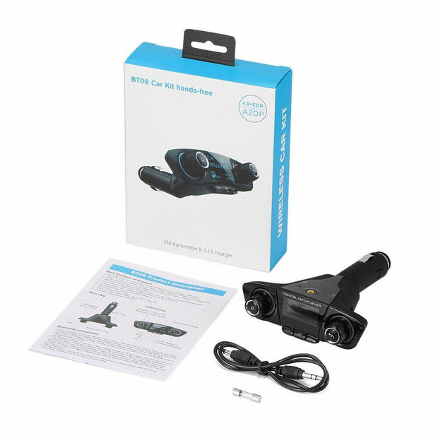 BT06 Car MP3 Bluetooth Player Car Charger Multi-Language Bluetooth Hands-Free FM Transmitter eprolo