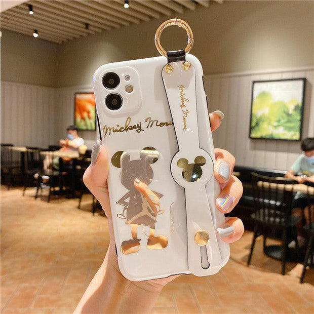 Cartoon Gilded Back Mickey Is Suitable For iPhone11 / 12pro Mobile Phone Case 13 Wristband Support 13promax eprolo