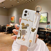 Cartoon Gilded Back Mickey Is Suitable For iPhone11 / 12pro Mobile Phone Case 13 Wristband Support 13promax eprolo