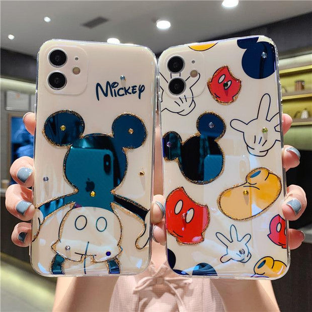 Cartoon Mickey XSMAX Mobile Phone Case Suitable For iPhone12pro Apple XR Flash Drill Glue Dropping Soft Case 11 / 8plus eprolo