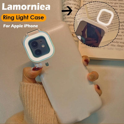 Cell Phone Case For iPhone 12 11 Pro Max Light Fill Light Selfie Beauty Ring Flash Phone Case - Sunny Side Store