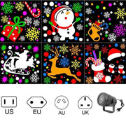 Christmas Decor LED Projector Light 16 Patterns Disco Stage Light Laser Snowflake Santa Claus Projection Indoor Waterproof - Sunny Side Store