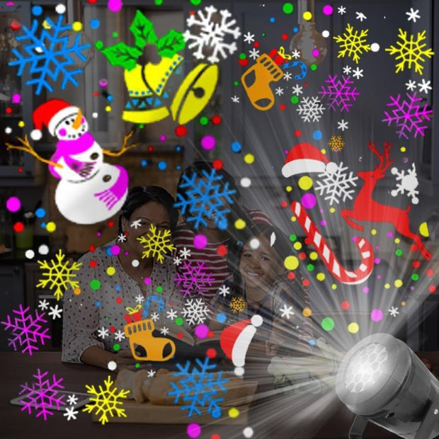 Christmas Decor LED Projector Light 16 Patterns Disco Stage Light Laser Snowflake Santa Claus Projection Indoor Waterproof - Sunny Side Store