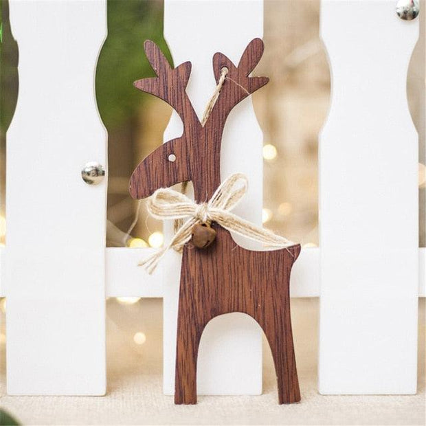 Christmas Deer Wooden Pendants Ornaments for Xmas Tree DIY Ornament Christmas Party Decorations Kids Gift hanging drop ornaments - Sunny Side Store