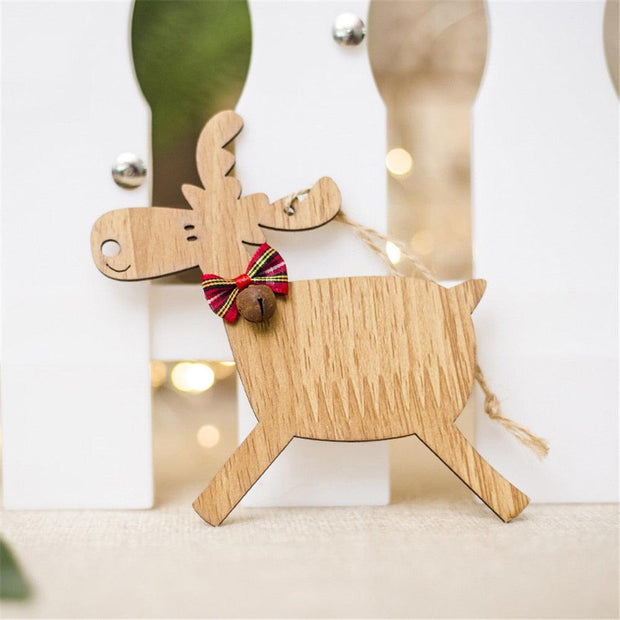 Christmas Deer Wooden Pendants Ornaments for Xmas Tree DIY Ornament Christmas Party Decorations Kids Gift hanging drop ornaments - Sunny Side Store
