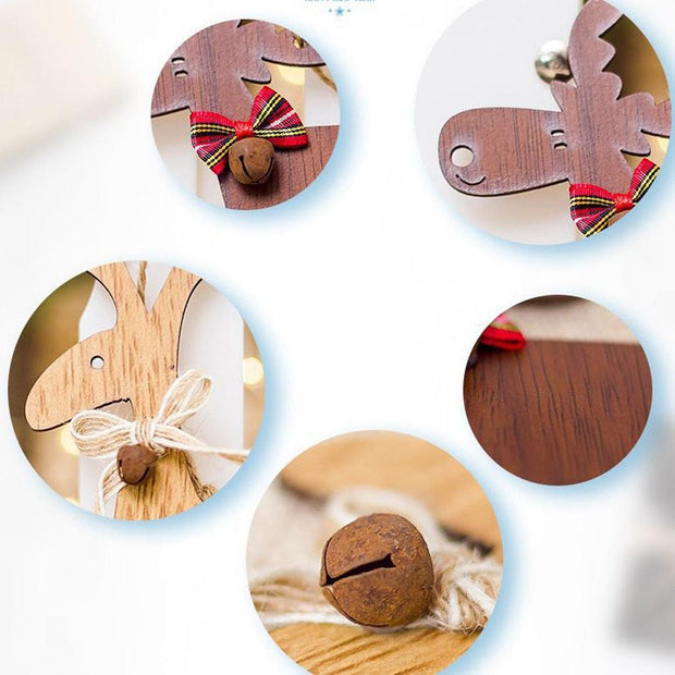 Christmas Deer Wooden Pendants Ornaments for Xmas Tree DIY Ornament Christmas Party Decorations Kids Gift hanging drop ornaments - Sunny Side Store