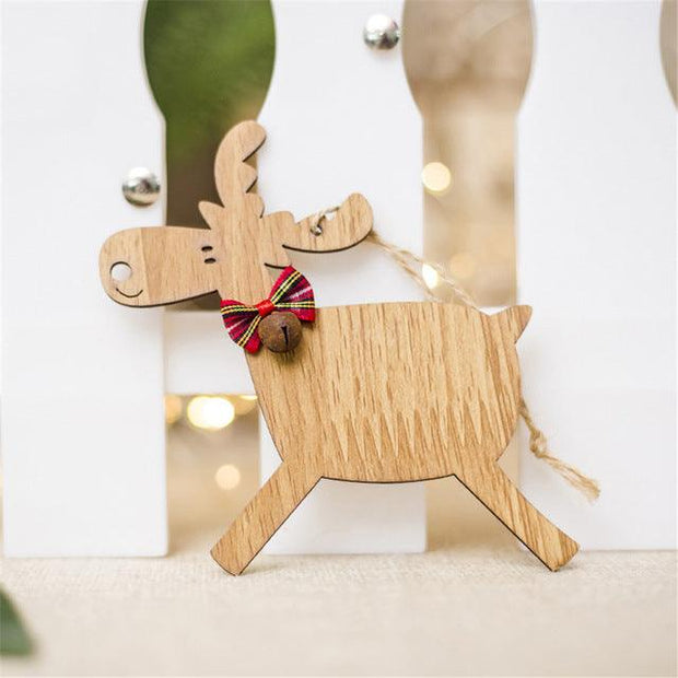 Christmas Deer Wooden Pendants Ornaments for Xmas Tree DIY Ornament Christmas Party Decorations Kids Gift hanging drop ornaments - Sunny Side Store
