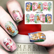 Christmas Water Nail Stickers Transfer Decals Sliders Snowman Deer Halloween Gel Polish Wraps Nail Decor - Sunny Side Store