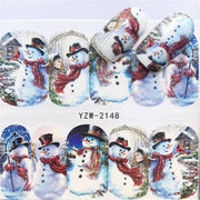 Christmas Water Nail Stickers Transfer Decals Sliders Snowman Deer Halloween Gel Polish Wraps Nail Decor - Sunny Side Store