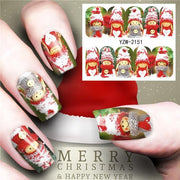 Christmas Water Nail Stickers Transfer Decals Sliders Snowman Deer Halloween Gel Polish Wraps Nail Decor - Sunny Side Store