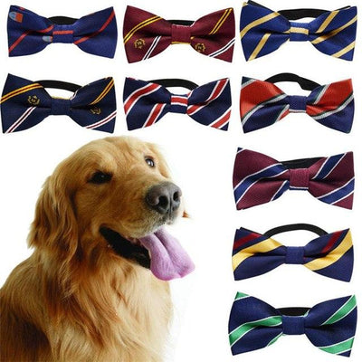 Classic Stripe Pet Dog Bow Tie Collar Adjustable - Sunny Side Store