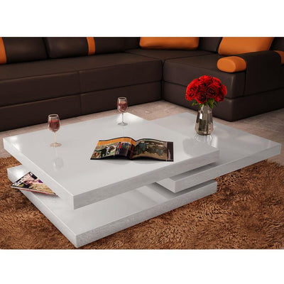 Coffee Table 3 Tiers High Gloss White - Sunny Side Store