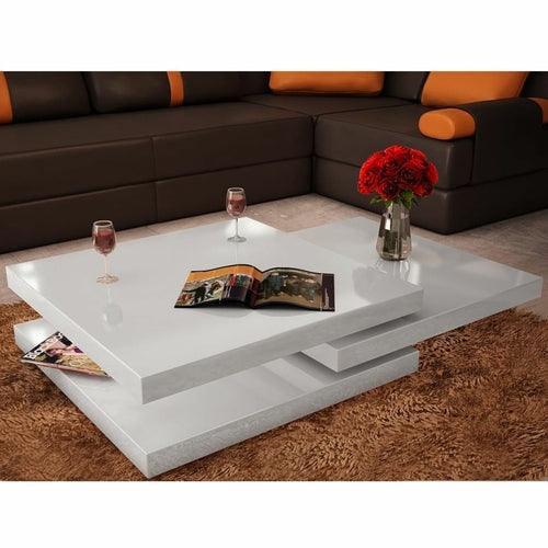 Coffee Table 3 Tiers High Gloss White - Sunny Side Store