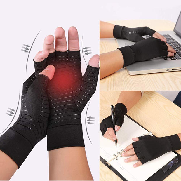 Compression Arthritis Glove Unisex Joint Pain Relief Half Finger Brace - Sunny Side Store