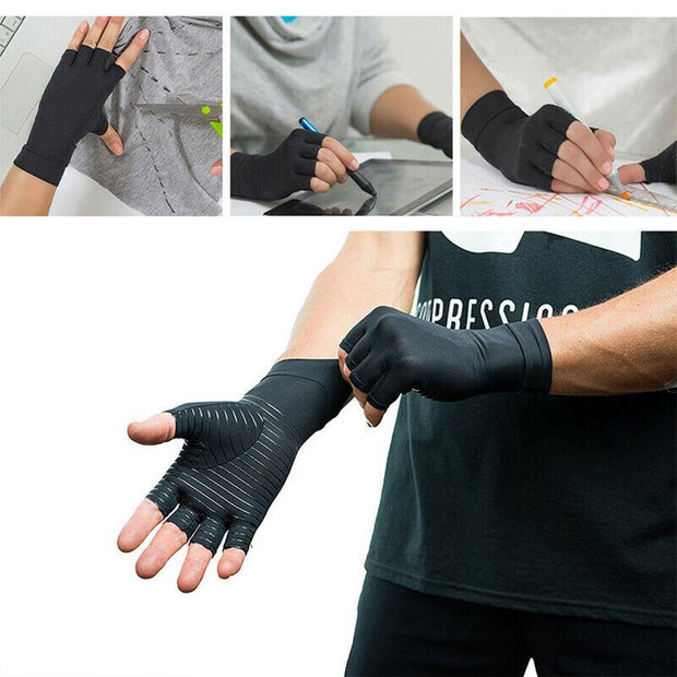 Compression Arthritis Glove Unisex Joint Pain Relief Half Finger Brace - Sunny Side Store