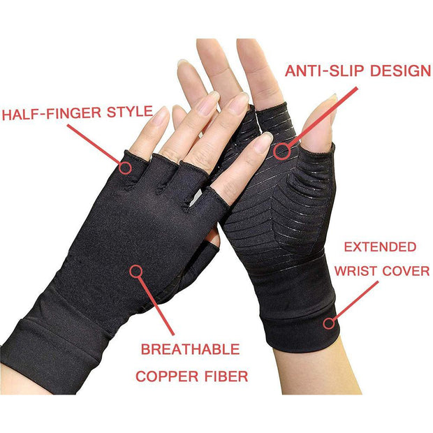 Compression Arthritis Glove Unisex Joint Pain Relief Half Finger Brace - Sunny Side Store