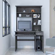 Computer Desk Acequia, Multiple Shelves, Smokey Oak Finish - Sunny Side Store