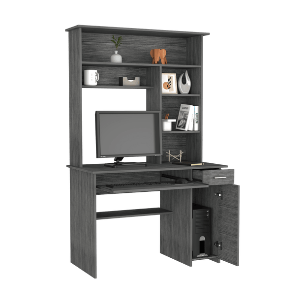 Computer Desk Acequia, Multiple Shelves, Smokey Oak Finish - Sunny Side Store