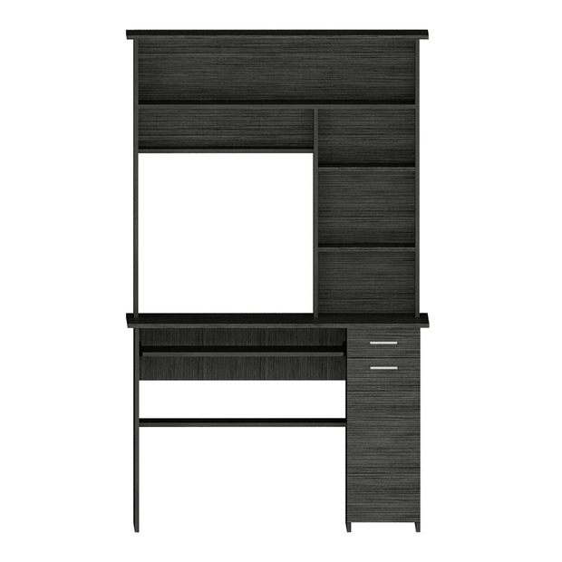 Computer Desk Acequia, Multiple Shelves, Smokey Oak Finish - Sunny Side Store