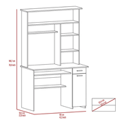 Computer Desk Acequia, Multiple Shelves, Smokey Oak Finish - Sunny Side Store